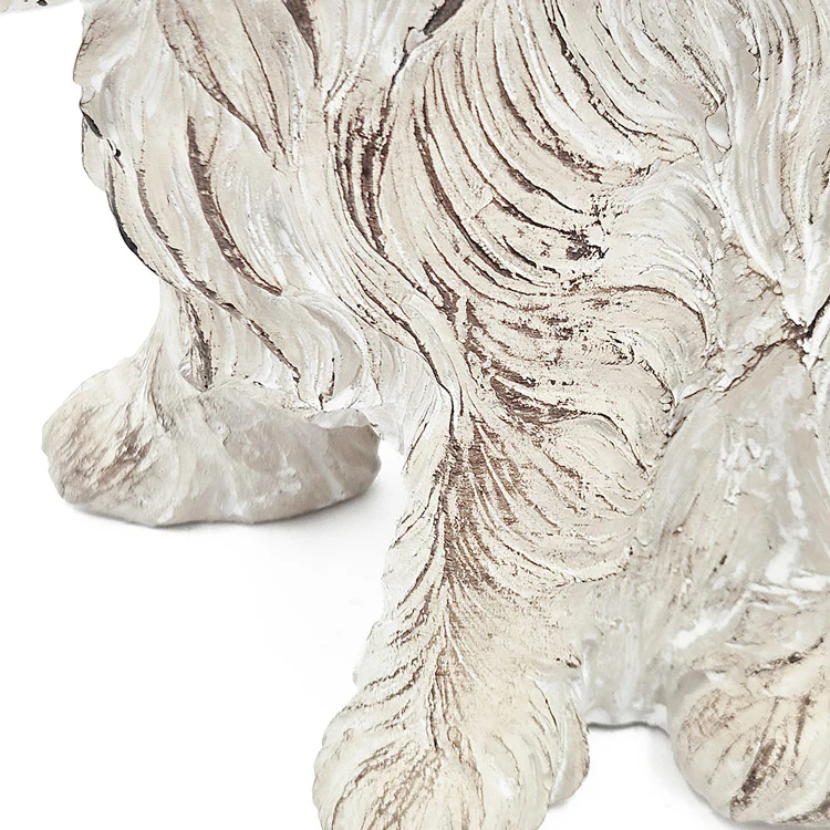 Sitting Spaniel Concrete Sculpture Medium - Vintage White - Image 6