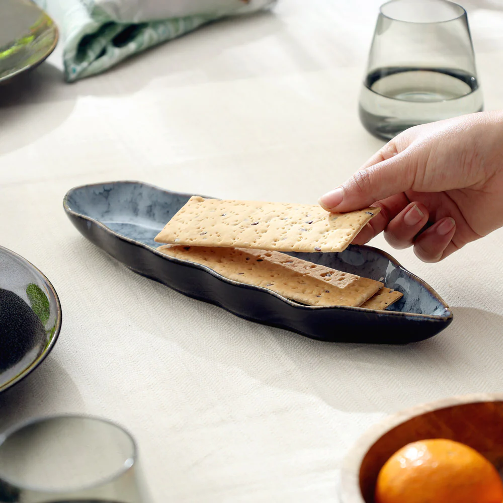 Slim Leaf Ceramic Platter - Cool Grey - Image 9