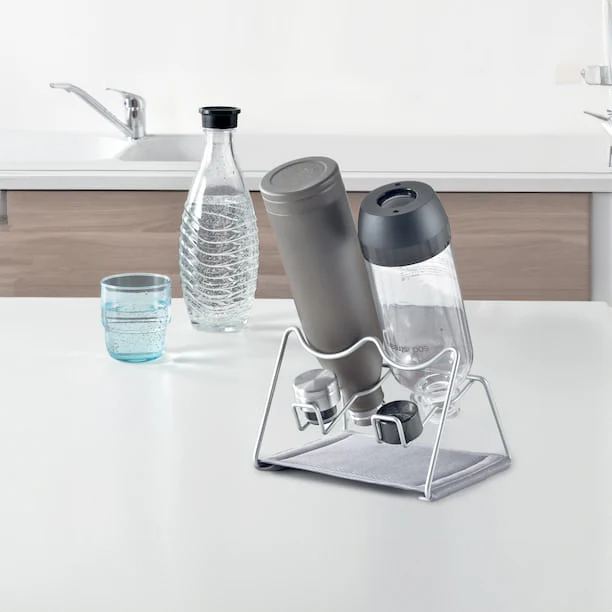 Sodatex Bottle Drying Rack With Cap Holders - Silver Grey - Image 2