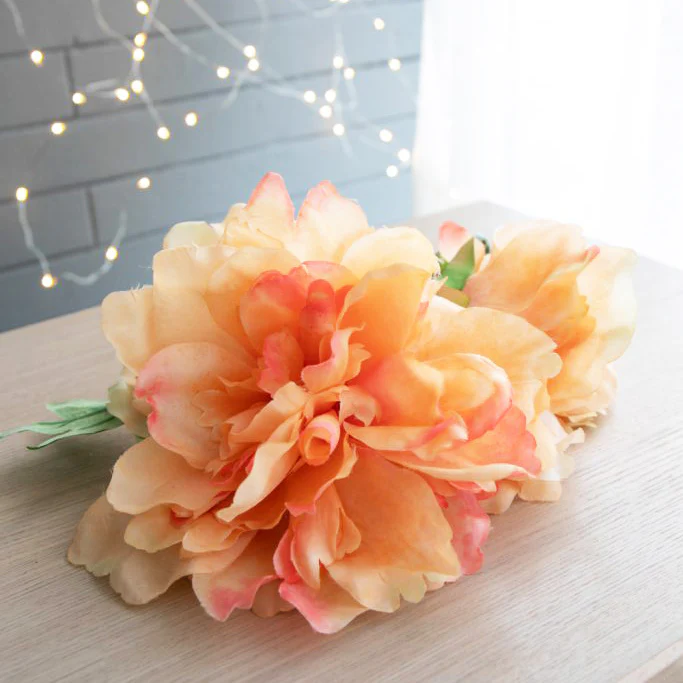 Solange Peony Faux Stem - Pale Orange - Image 7