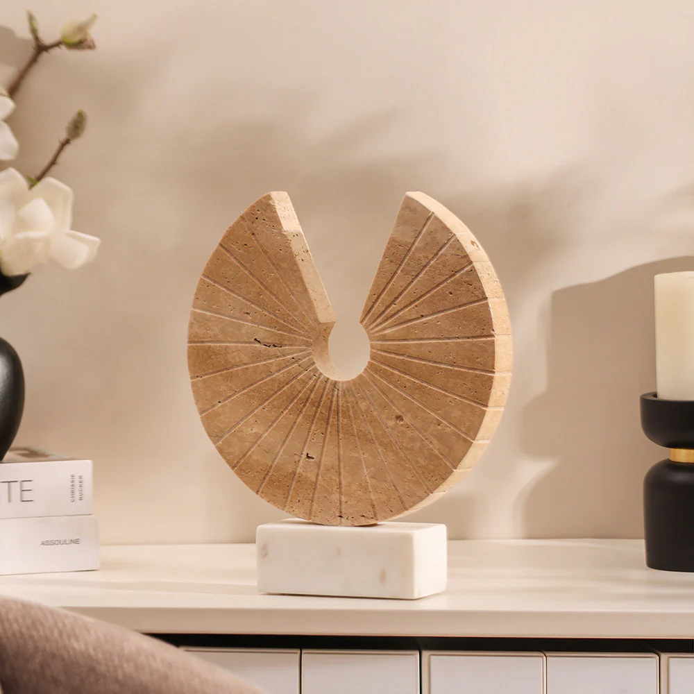 Solrok Travertine & Marble Sculpture - Sand White - Image 3