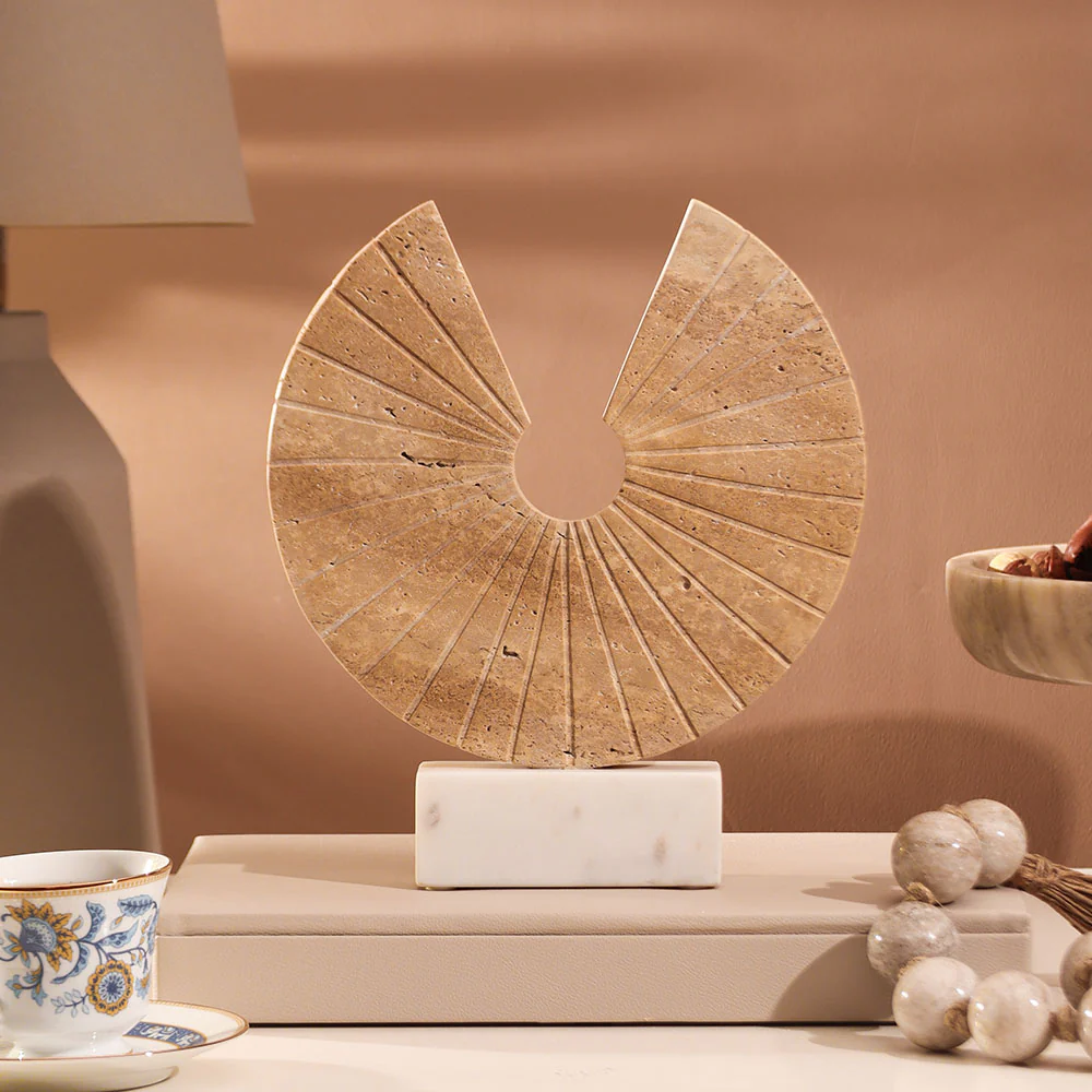 Solrok Travertine & Marble Sculpture - Sand White - Image 4