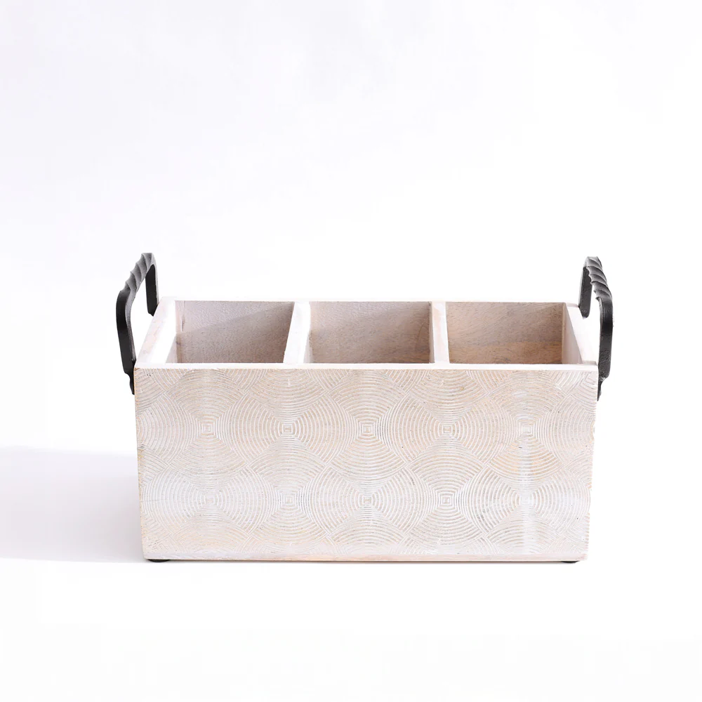 Sonar Rectangular Sectioned Caddy - Aspen White - Image 6