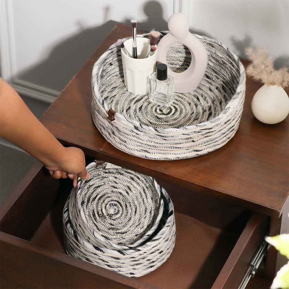 Sora Corded Storage Baskets, Set of 3 - Monochrome - Image 5