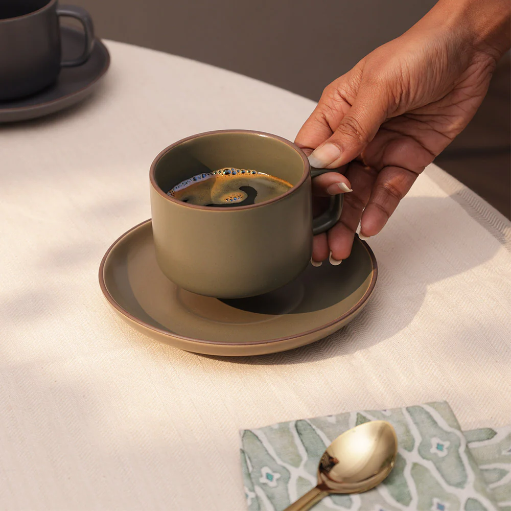 Sorrel Cup and Saucer Set - Leaf Green - Image 2