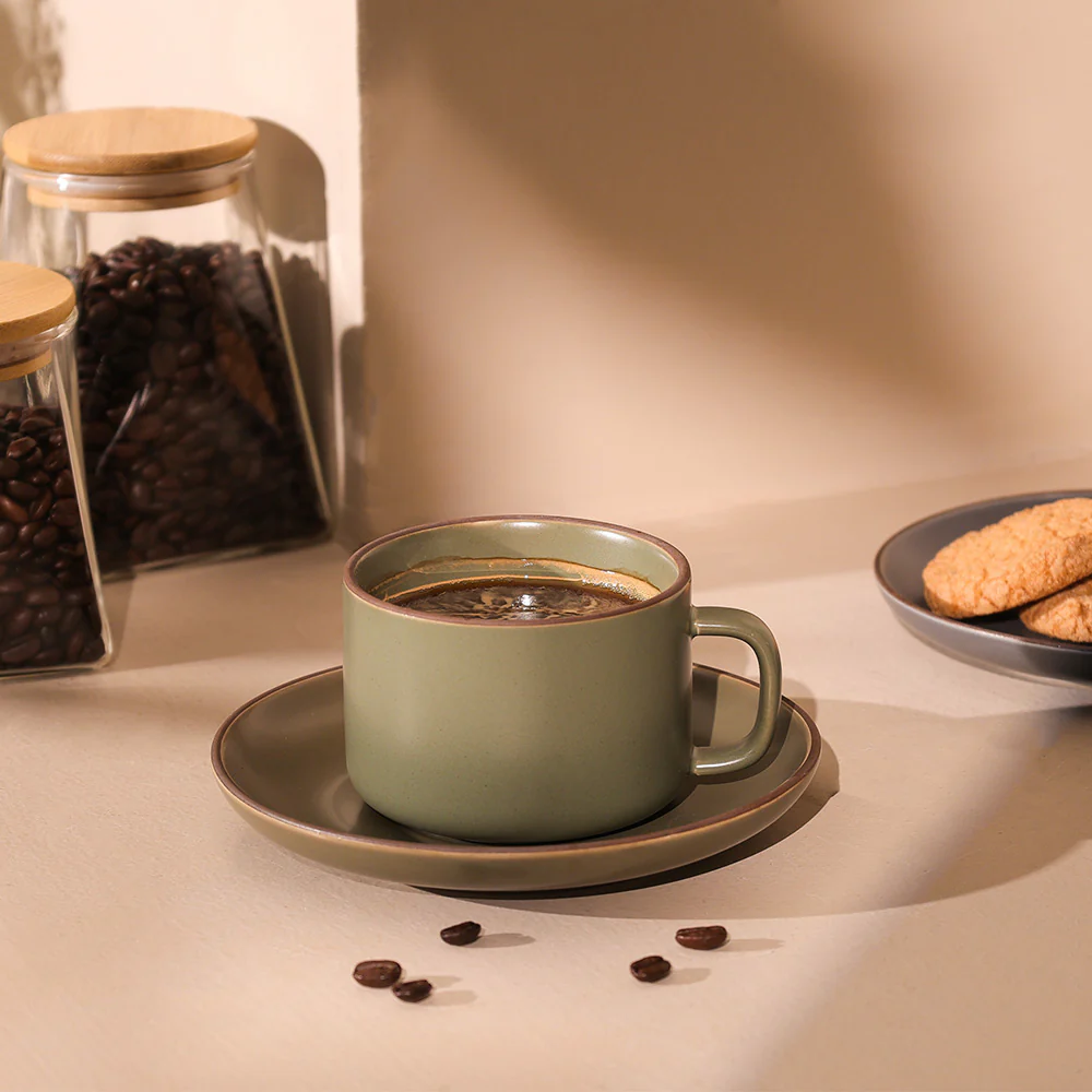Sorrel Cup and Saucer Set - Leaf Green - Image 3