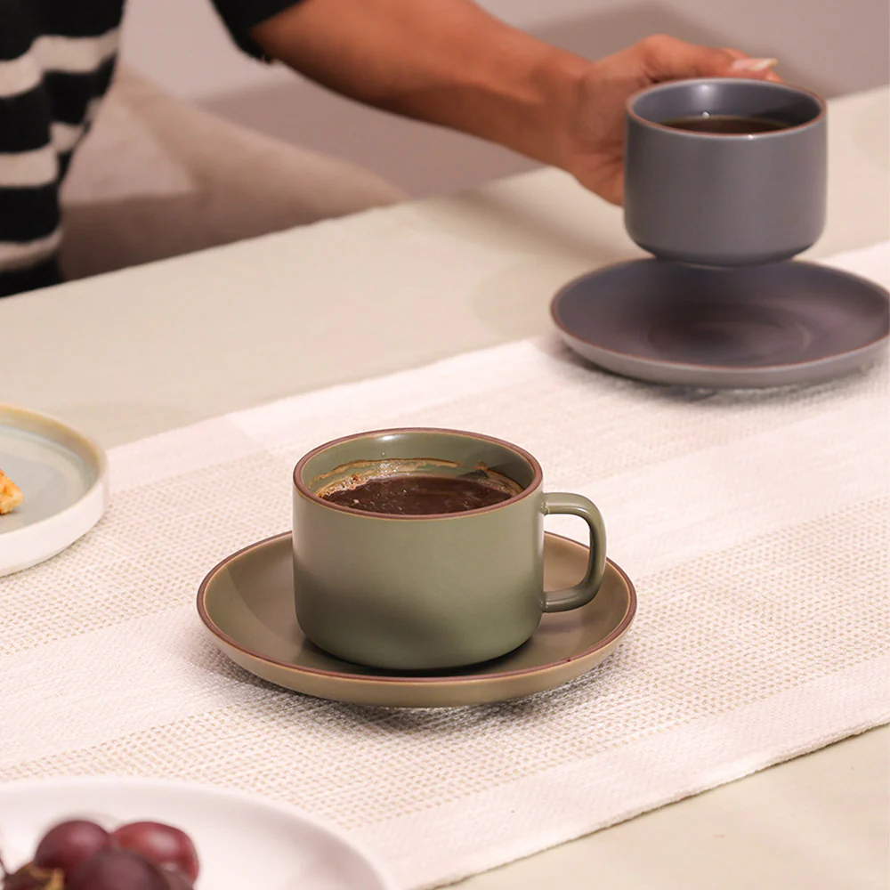 Sorrel Cup and Saucer Set - Leaf Green - Image 4