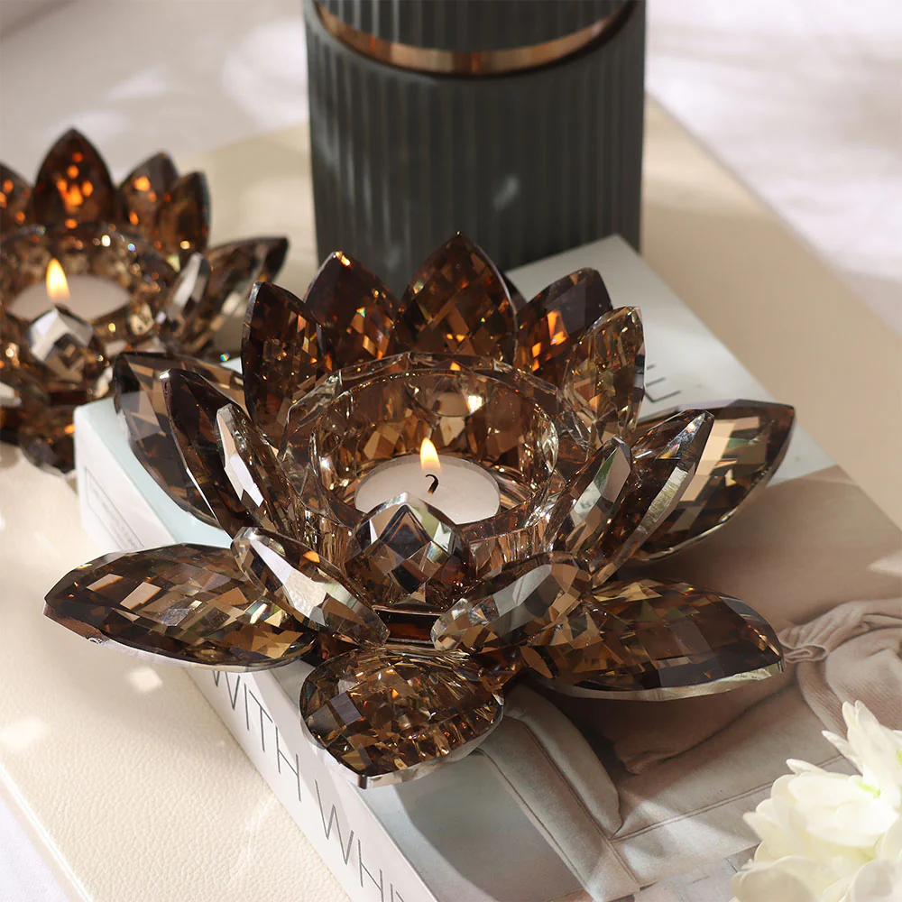 Sparkle Crystal Candle Holder - Amber - Image 4