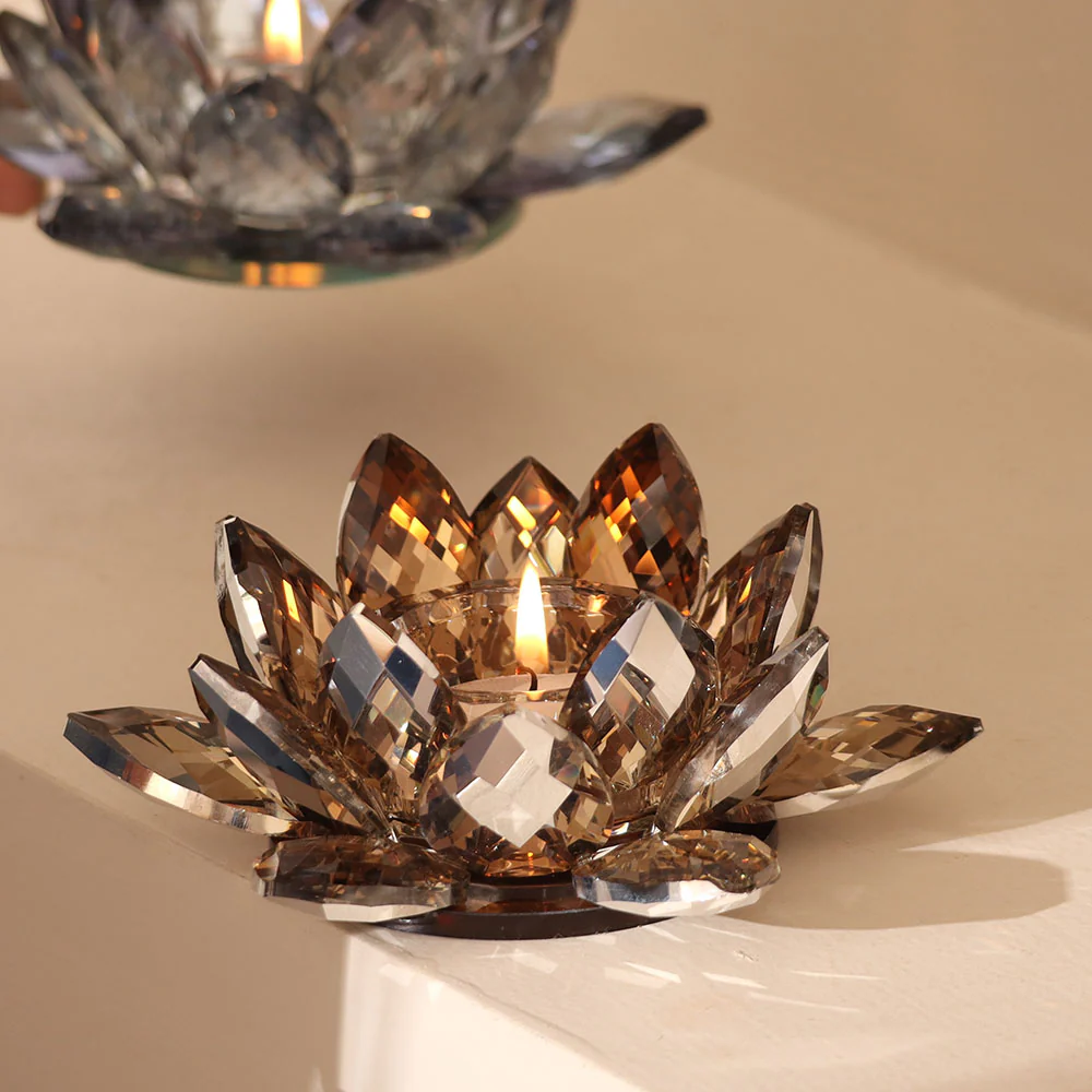 Sparkle Crystal Tealight Holder - Amber - Image 4