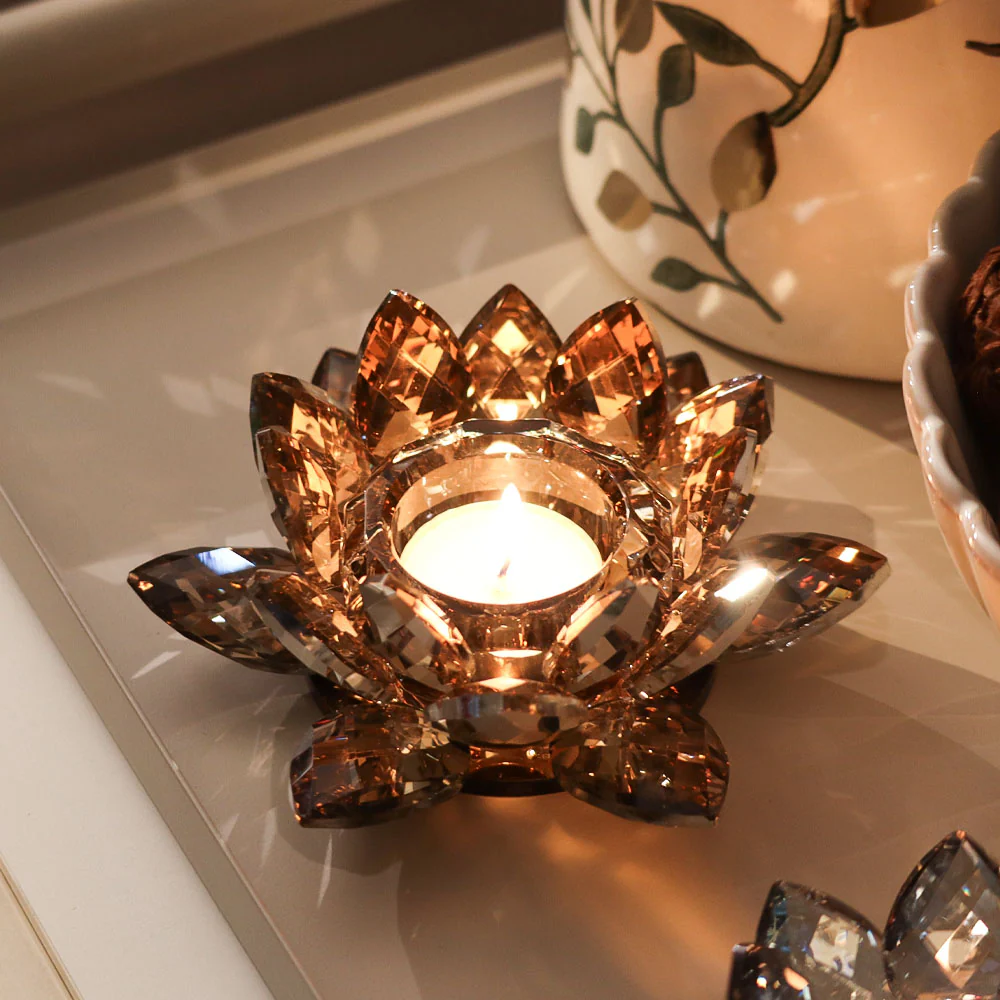 Sparkle Crystal Tealight Holder - Amber - Image 5