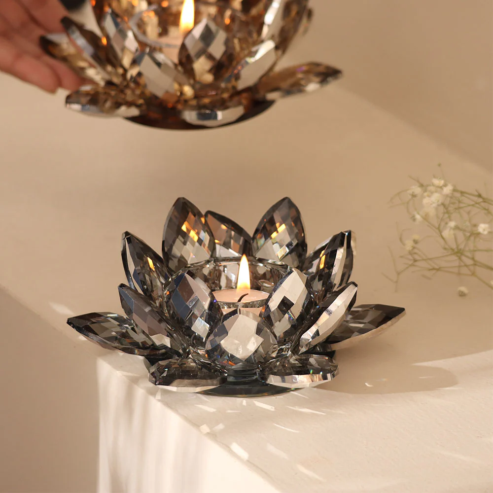 Sparkle Crystal Tealight Holder - Smoke - Image 4