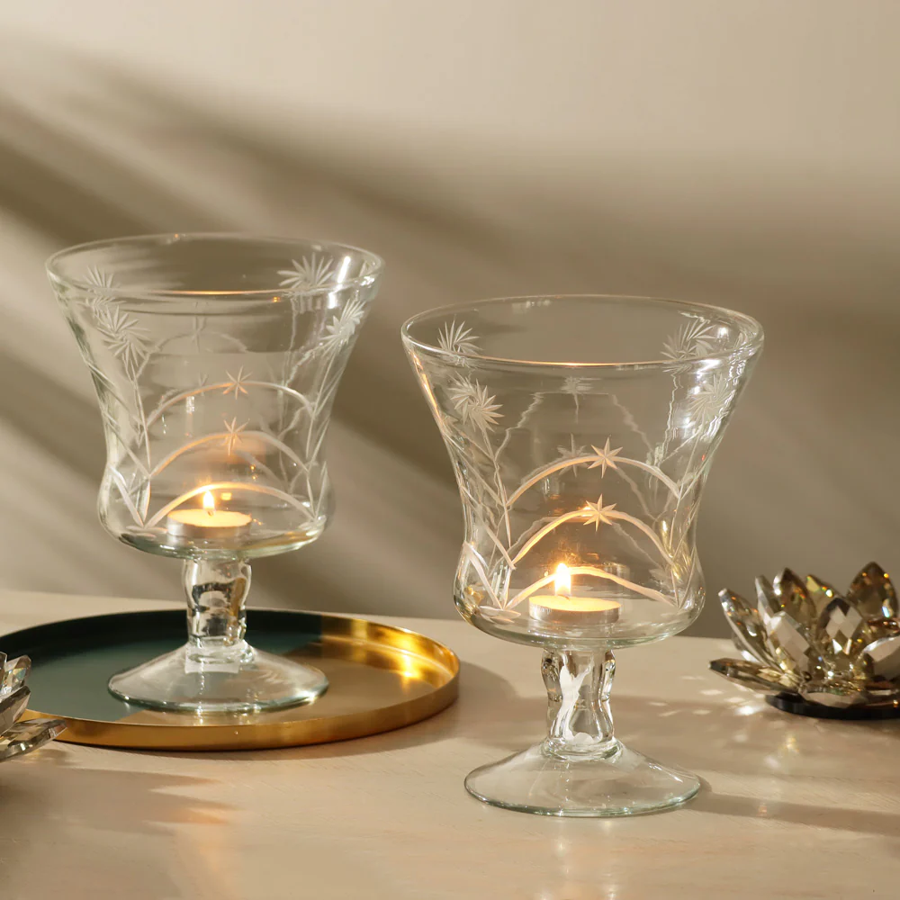 Sparkle Glass Hurricane Large - Clear - Image 2