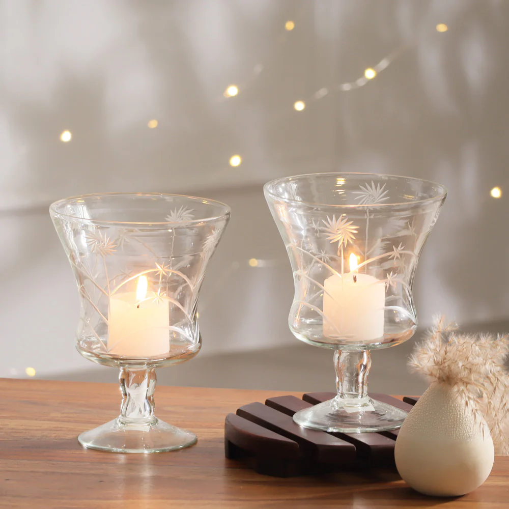 Sparkle Glass Hurricane Large - Clear - Image 3