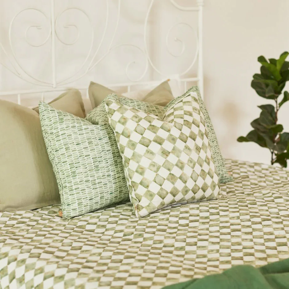 Speckle Linen Cushion Cover 45x45cm - Green - Image 4