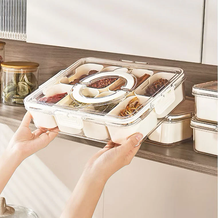 Rectangular Spice Storage Box with Lid - Cream - Image 2