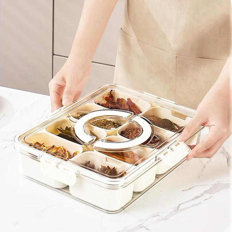 Rectangular Spice Storage Box with Lid - Cream - Image 5