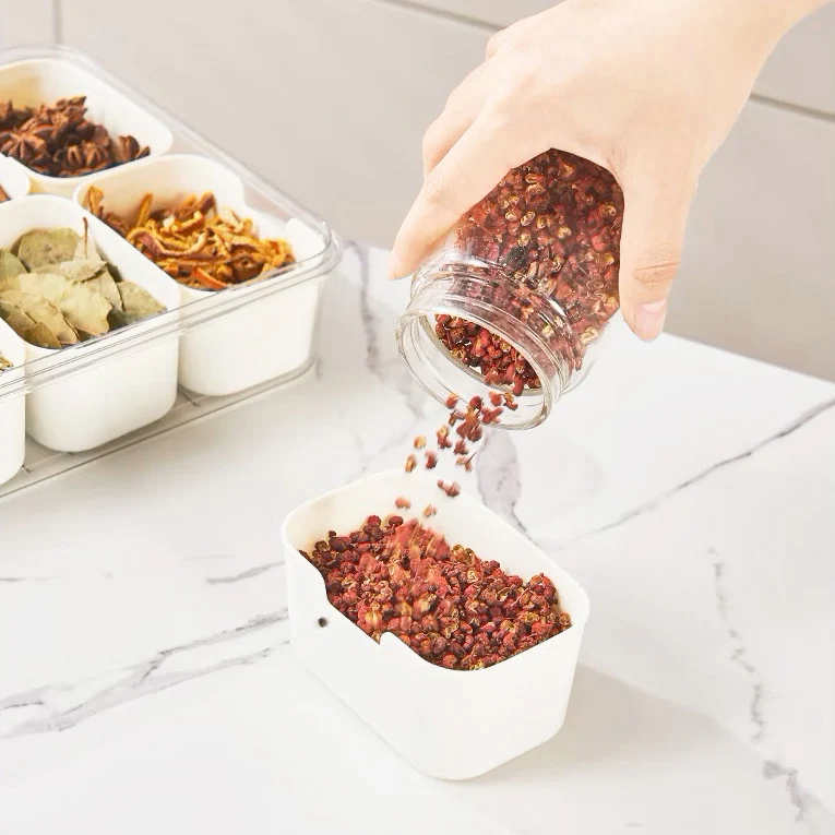 Rectangular Spice Storage Box with Lid - Cream - Image 6