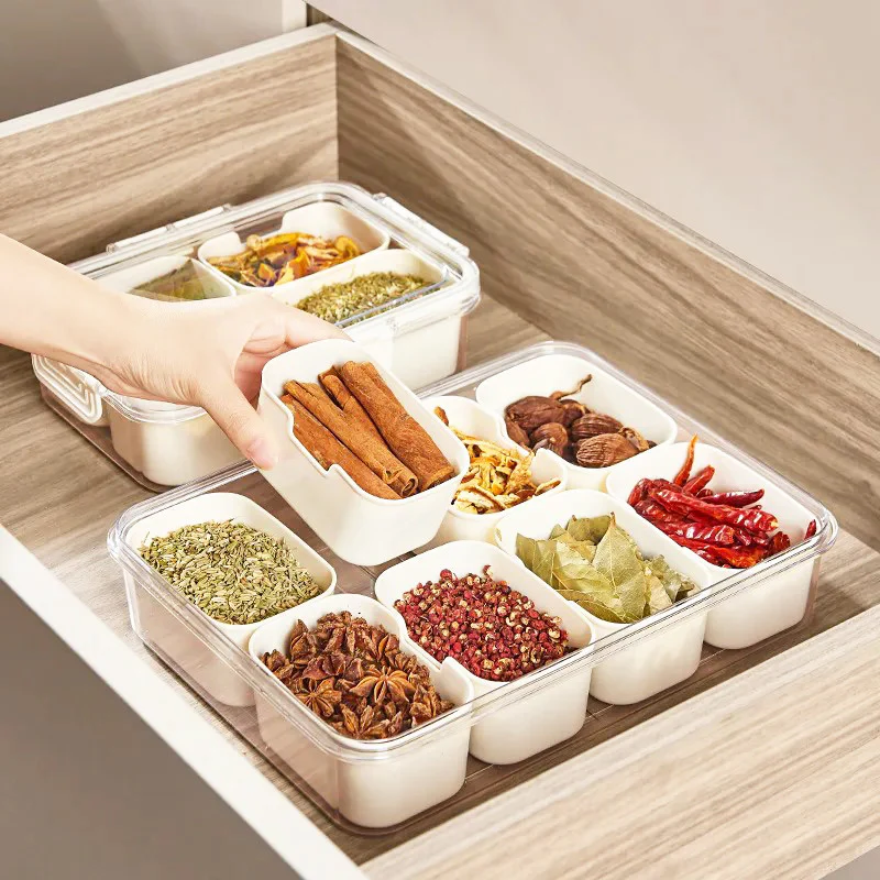 Rectangular Spice Storage Box with Lid - Cream - Image 8
