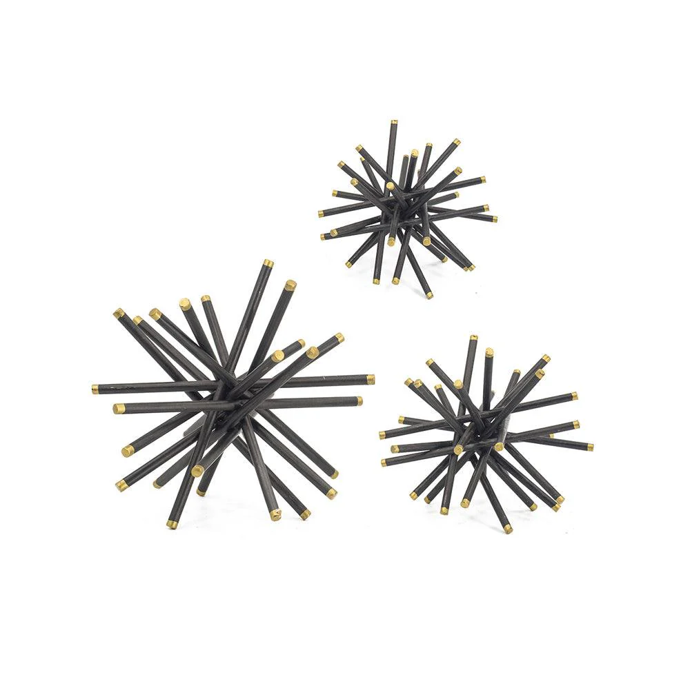 Spiked Decorative Accents, Set of 3 - Black Gold - Image 3