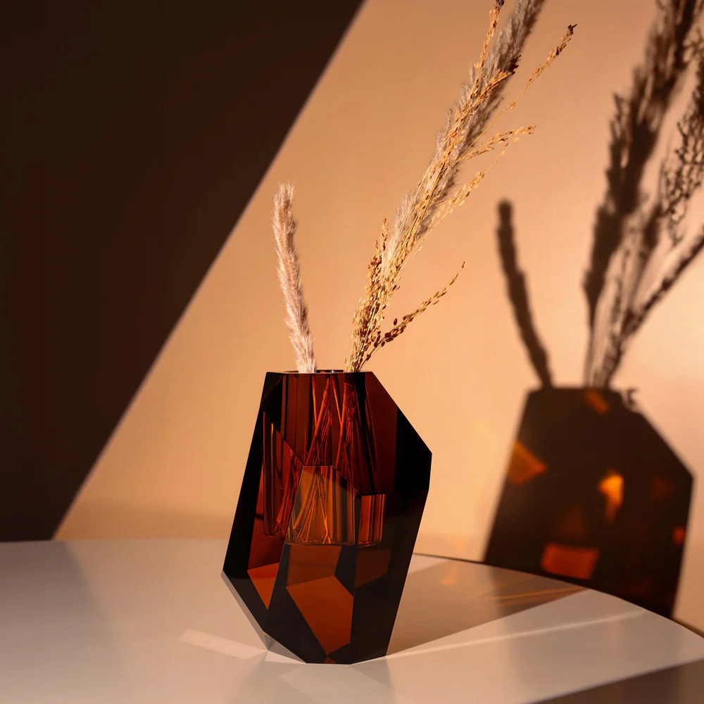 Splendour Crystal Vase - Amber - Image 2