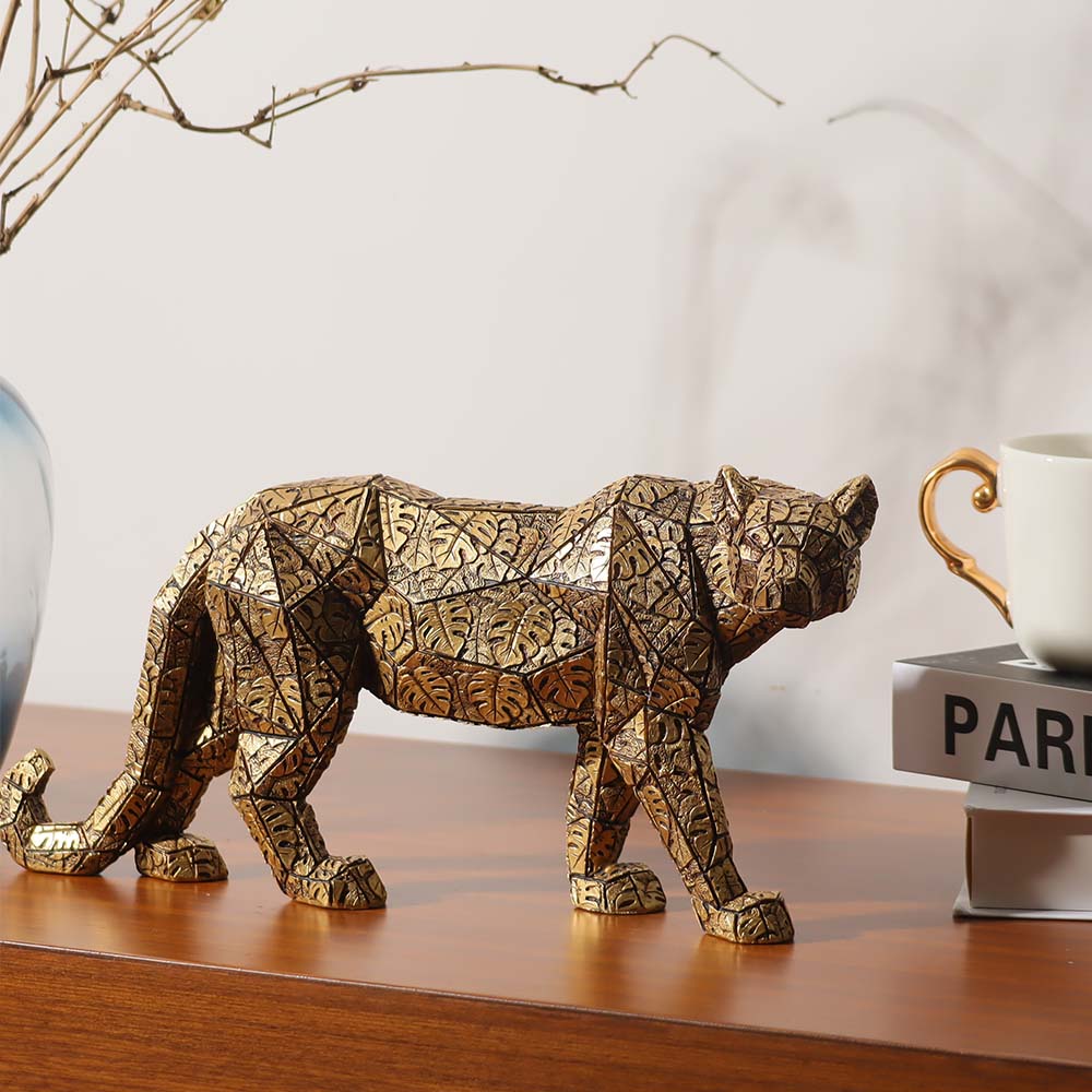 Spotted Leopard Sculpture - Dark Gold & Black - Image 2
