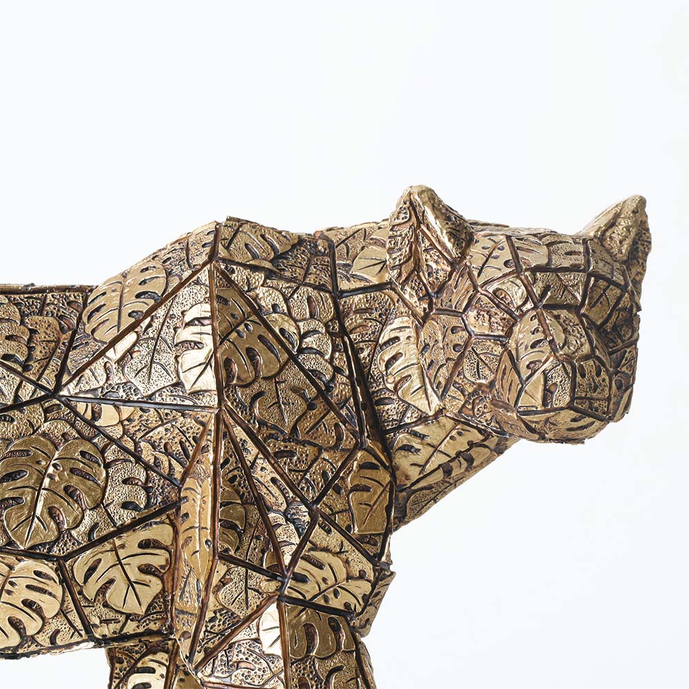 Spotted Leopard Sculpture - Dark Gold & Black - Image 5
