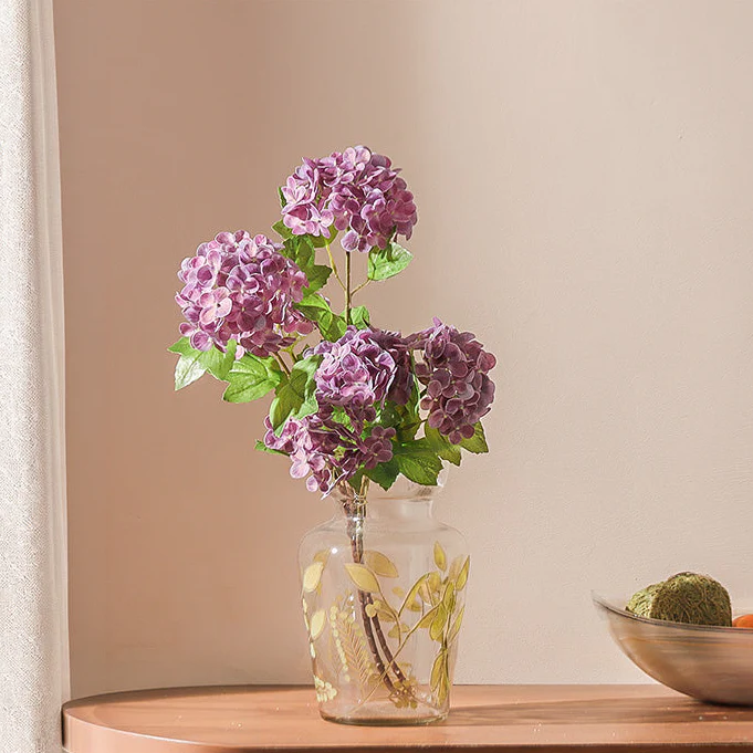 Spring Hydrangea Faux Stem - Purple - Image 3