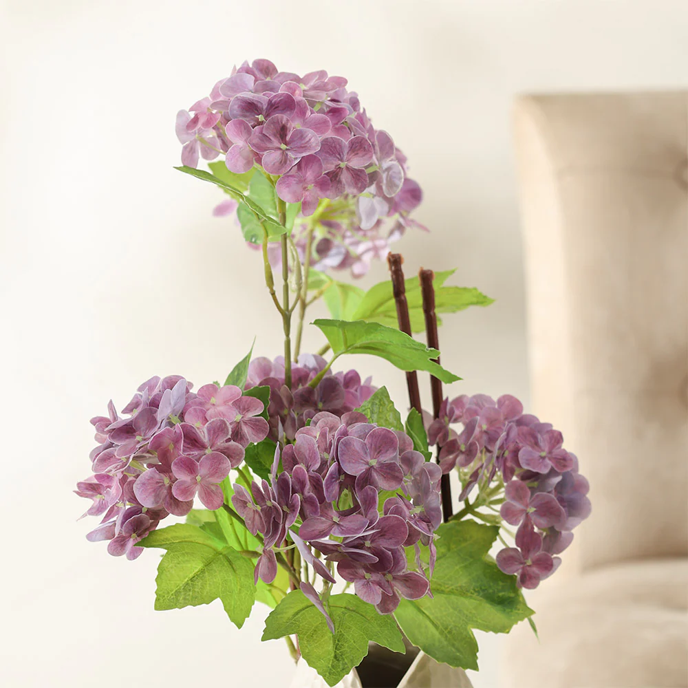 Spring Hydrangea Faux Stem - Purple - Image 6