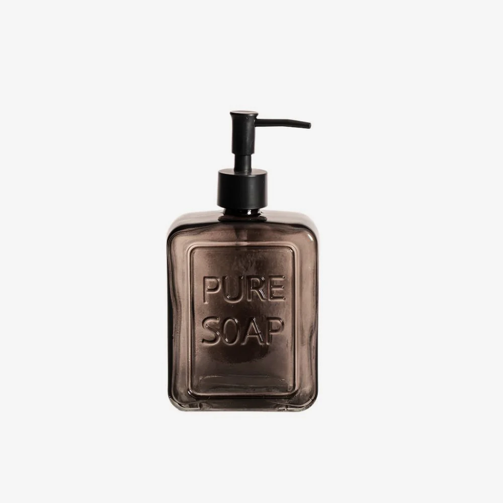 Square Glass Soap Dispenser Large - Black - Image 2