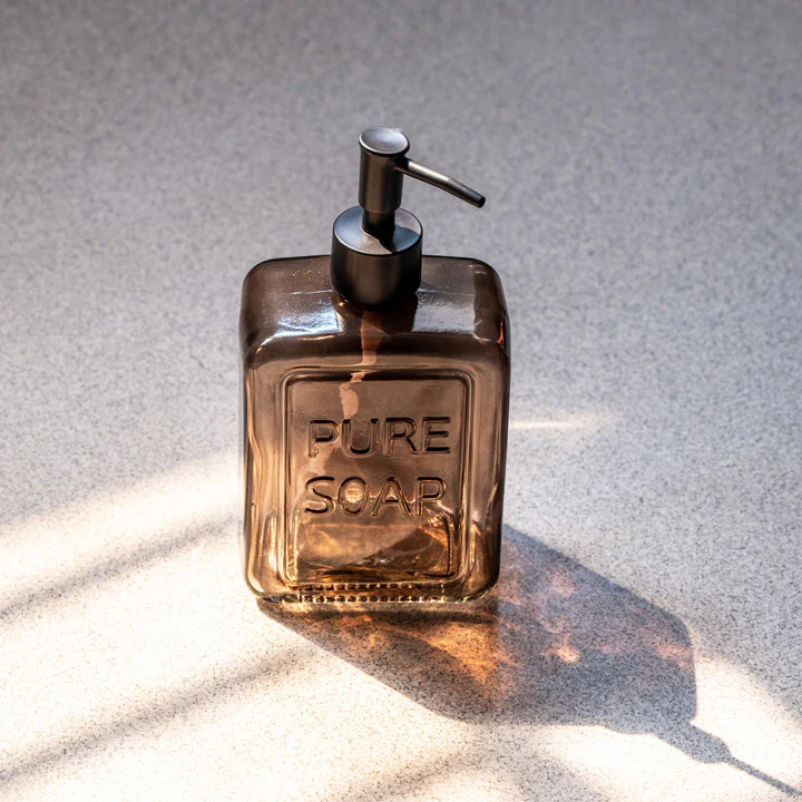 Square Glass Soap Dispenser Large - Black - Image 4