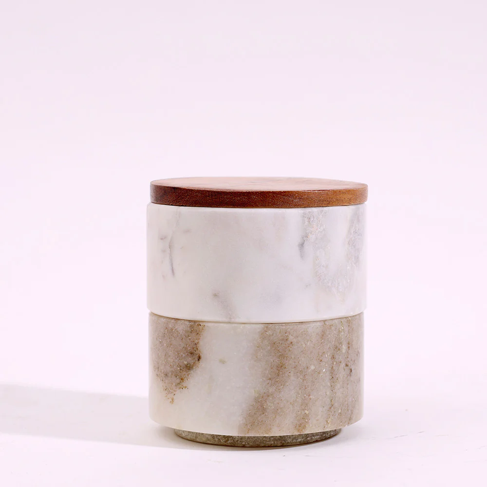 Stacked Marble Condiment Jars - White & Beige - Image 5