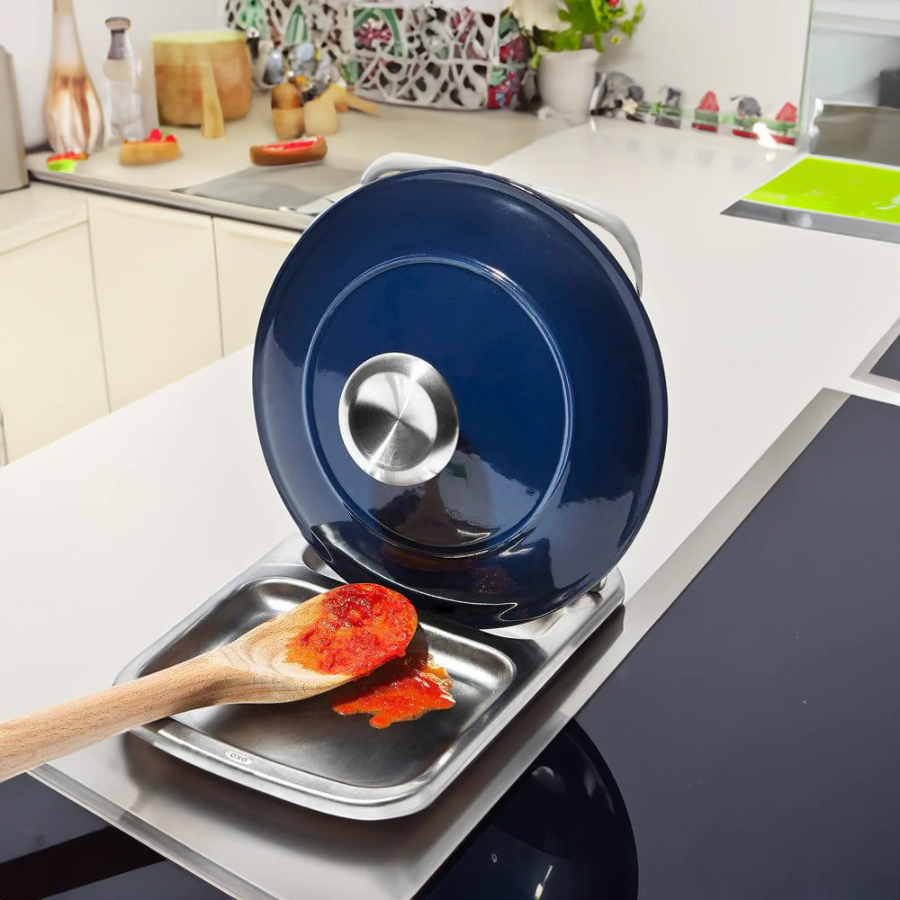 Stainless Steel Spoon Rest with Lid Holder