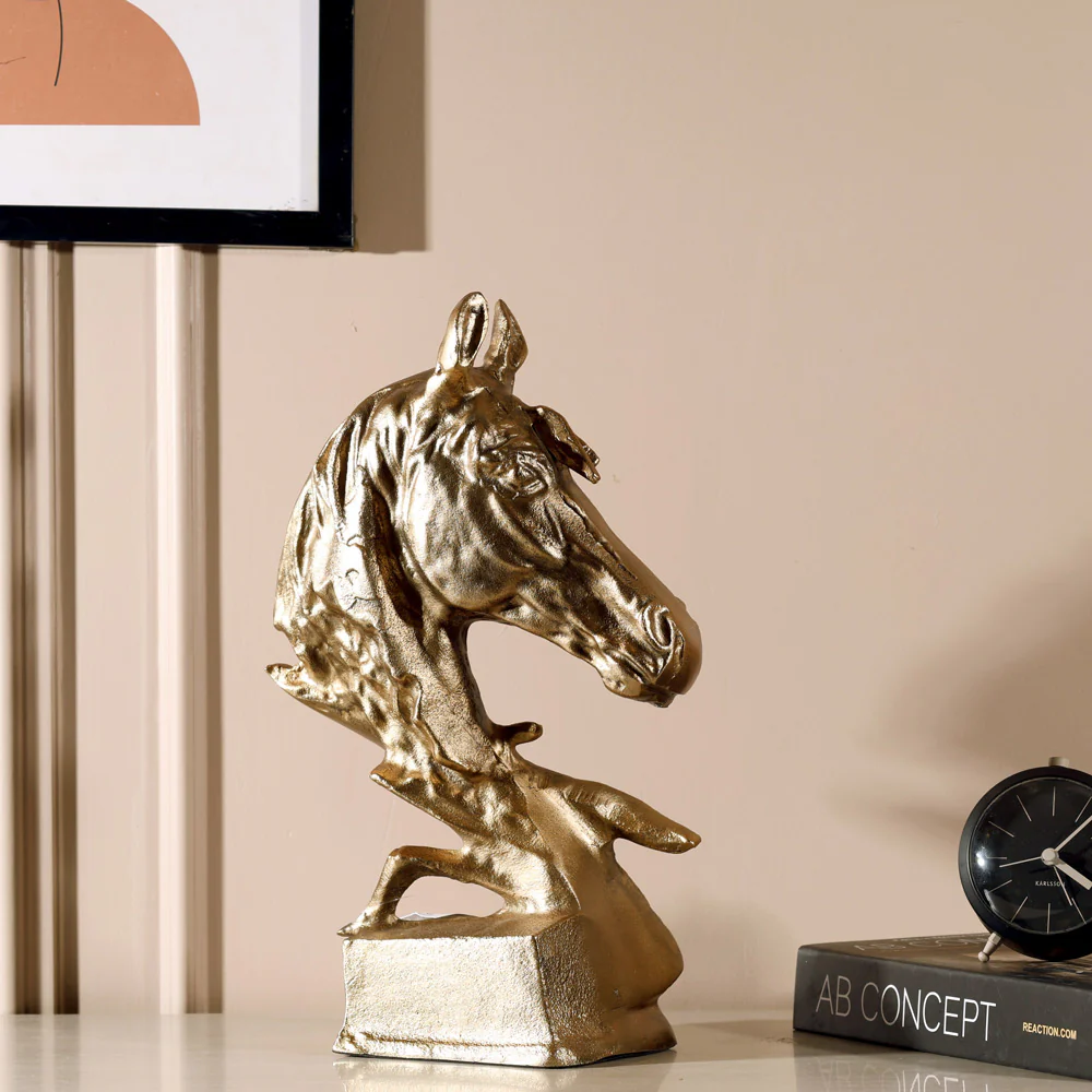 Stallion Head Sculpture Large - Gold - Image 2