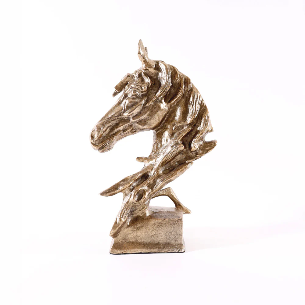 Stallion Head Sculpture Large - Gold - Image 3