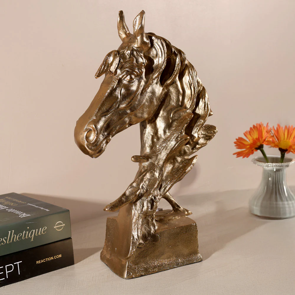Stallion Head Sculpture Large - Gold - Image 4