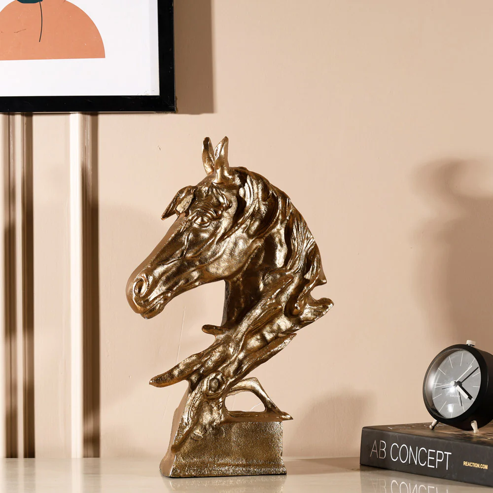 Stallion Head Sculpture Large - Gold - Image 5