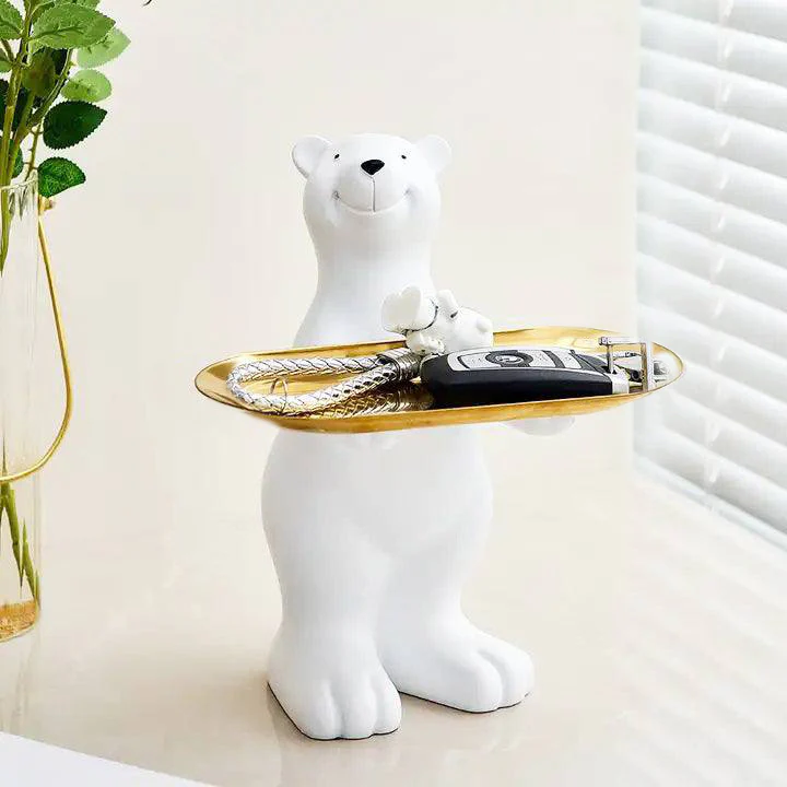 Standing Bear Sculpture with Trinket Tray