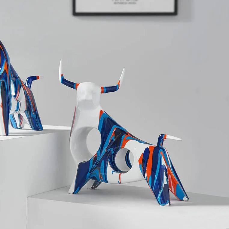 Standing Bull Decorative Sculpture - Splash Blue - Image 7