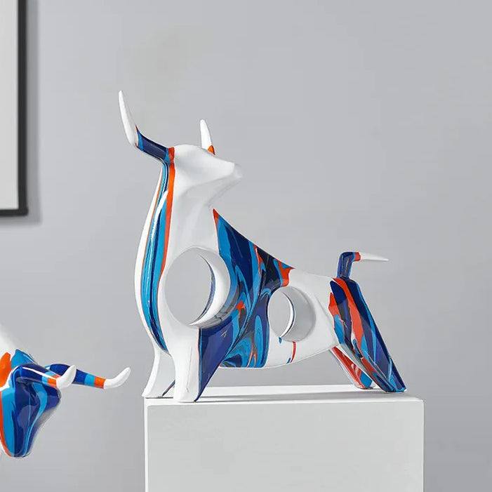 Standing Bull Decorative Sculpture - Splash Blue - Image 9