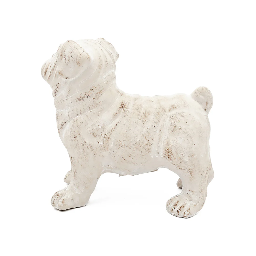 Standing Bulldog Concrete Sculpture Medium - Vintage White - Image 4