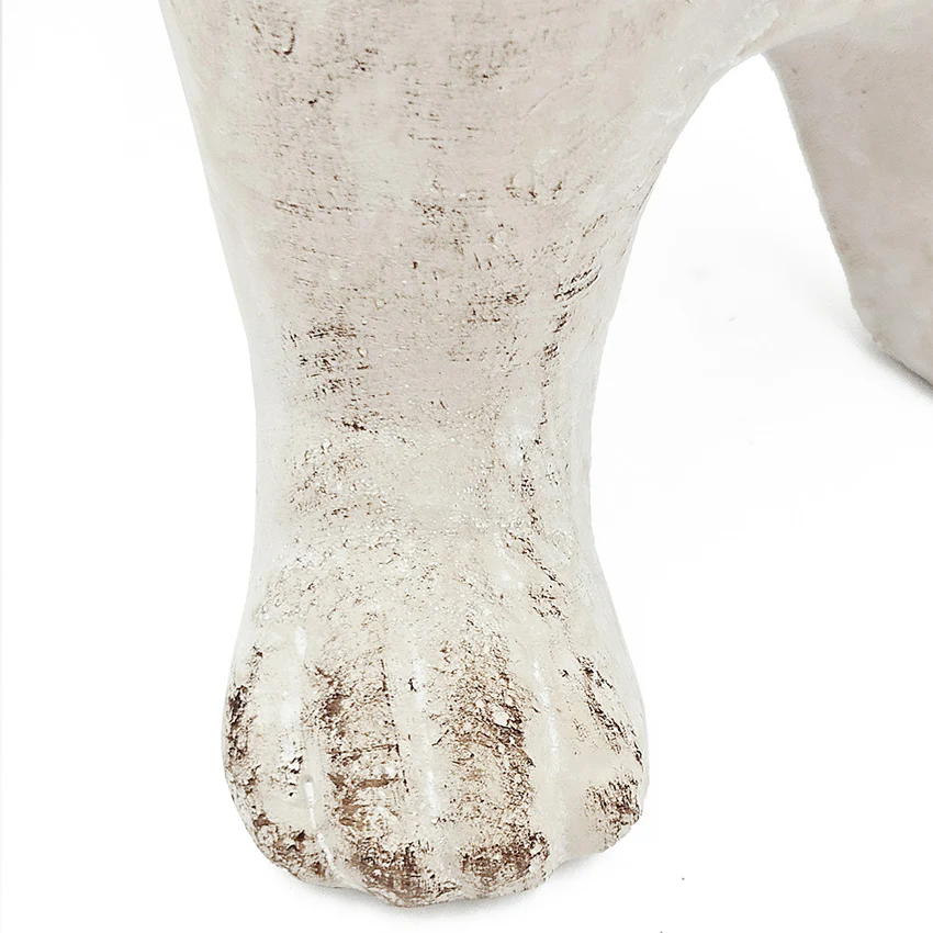 Standing Bulldog Concrete Sculpture Medium - Vintage White - Image 5