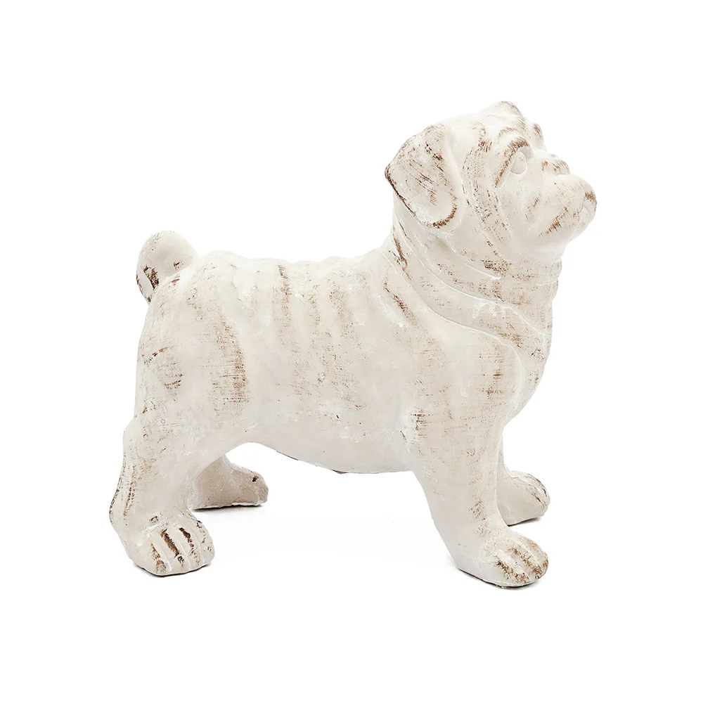 Standing Bulldog Concrete Sculpture Medium - Vintage White - Image 9