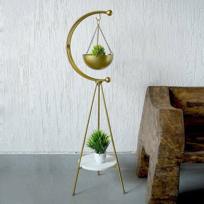 Standing Tripod Planter - Gold & White Marble - Image 4