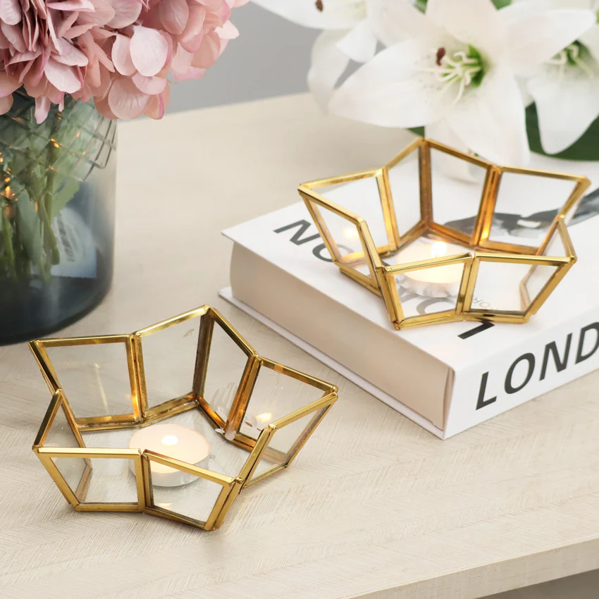 Star Tealight Holders, Set of 2 - Gold - Image 5