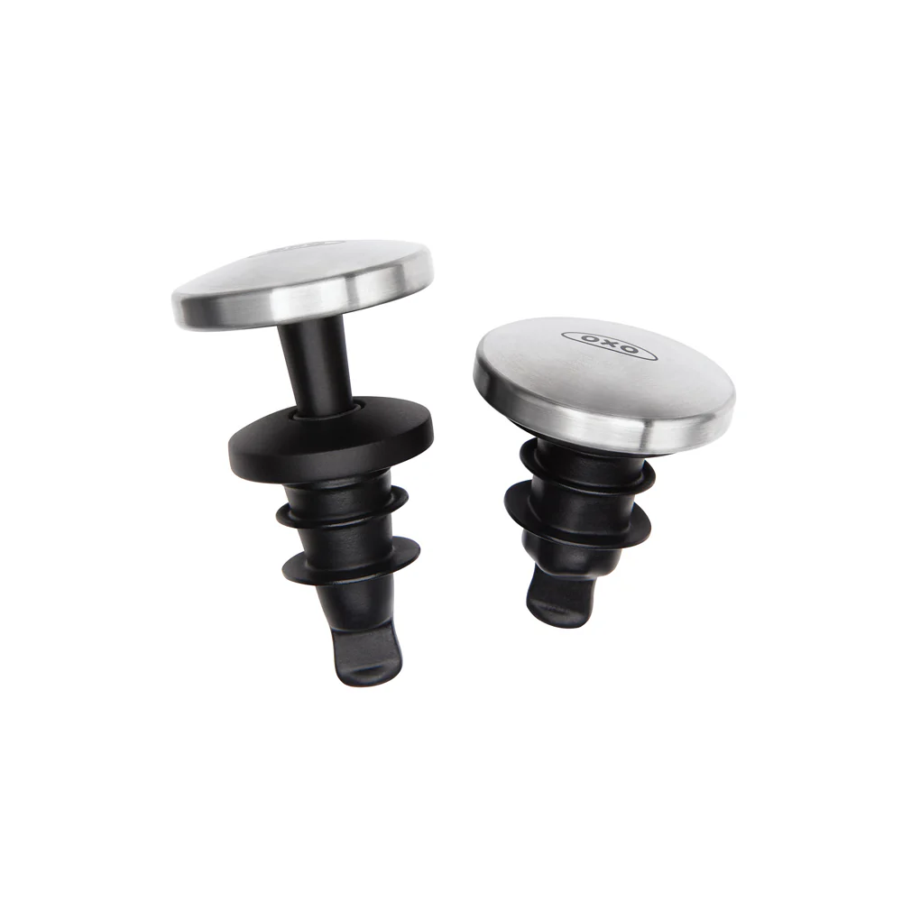 Steel Spillproof Wine Stoppers, Set of 2 - Black - Image 3