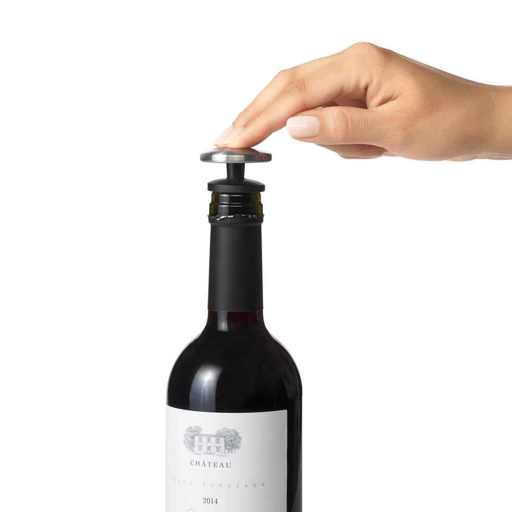 Steel Spillproof Wine Stoppers, Set of 2 - Black - Image 5