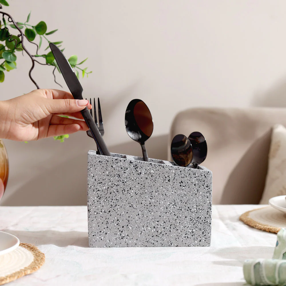 Stora Concrete Cutlery Organiser - Speckled Grey - Image 3