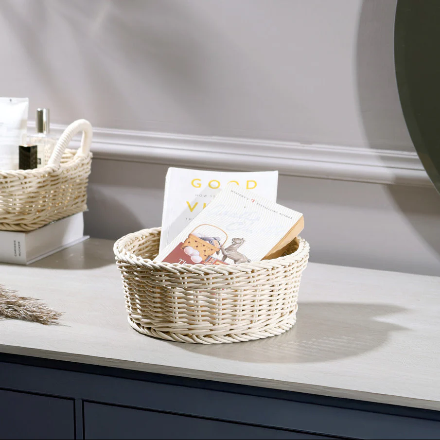 Stora Round Basket Medium - Ivory
