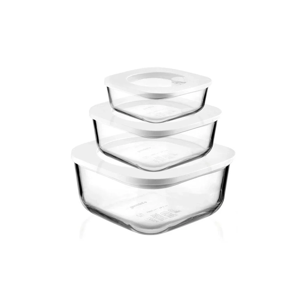 Store & More Glass Storage Boxes, Set of 3 - White - Image 3