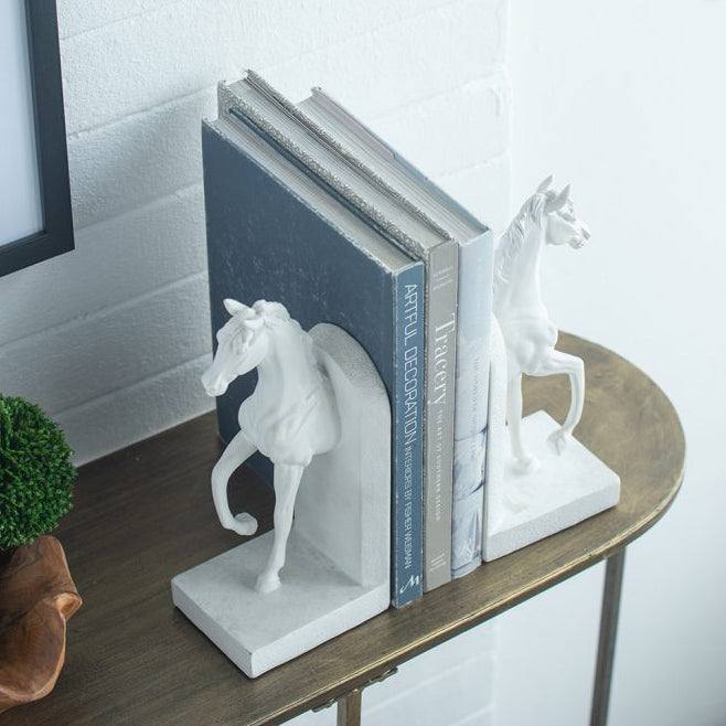 Striding Horses Bookends, Set of 2 - White - Image 10